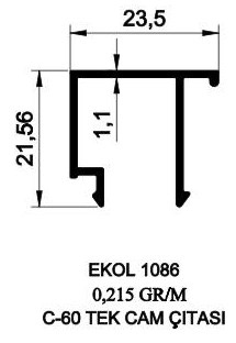 1086- C-60 TEK CAM ÇITASI