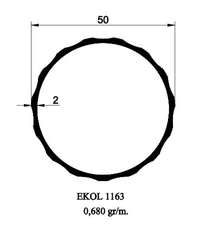 1163- 50 LİK TIRTIKLI BORU 2MM