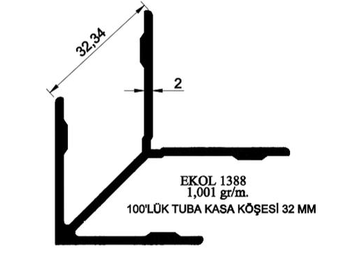 1388- 100'LÜK TUBA KASA KÖŞESİ 32MM