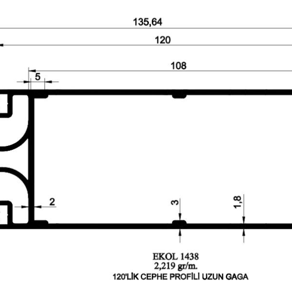 1438- 120'LÜK CEPHE PROFİLİ UZUN GAGA